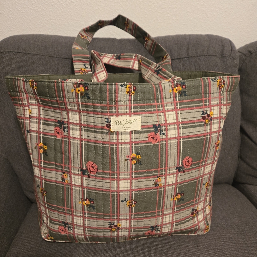Sezane 100% Cotton Floral Quilted Totebag